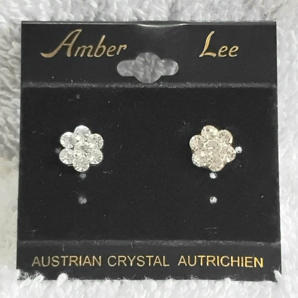 Beautiful Austrian Clear Crystal Flower Earings High QualityJewelry!!